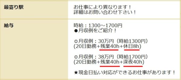 残業なしの工場の求人票7