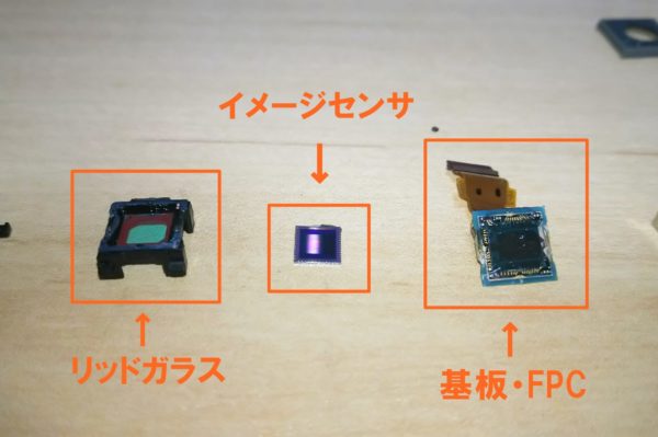 カメラモジュールのイメージセンサ部分