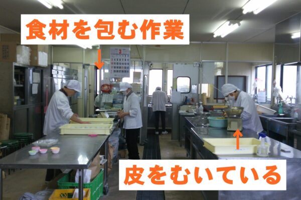 食品工場での作業風景